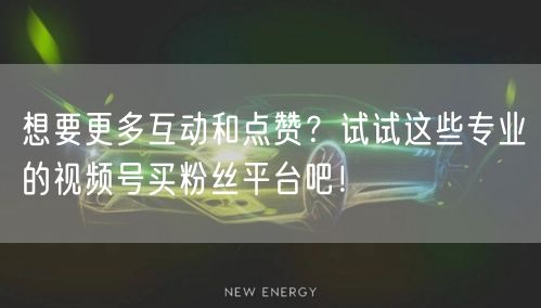 想要更多互动和点赞？试试这些专业的视频号买粉丝平台吧！